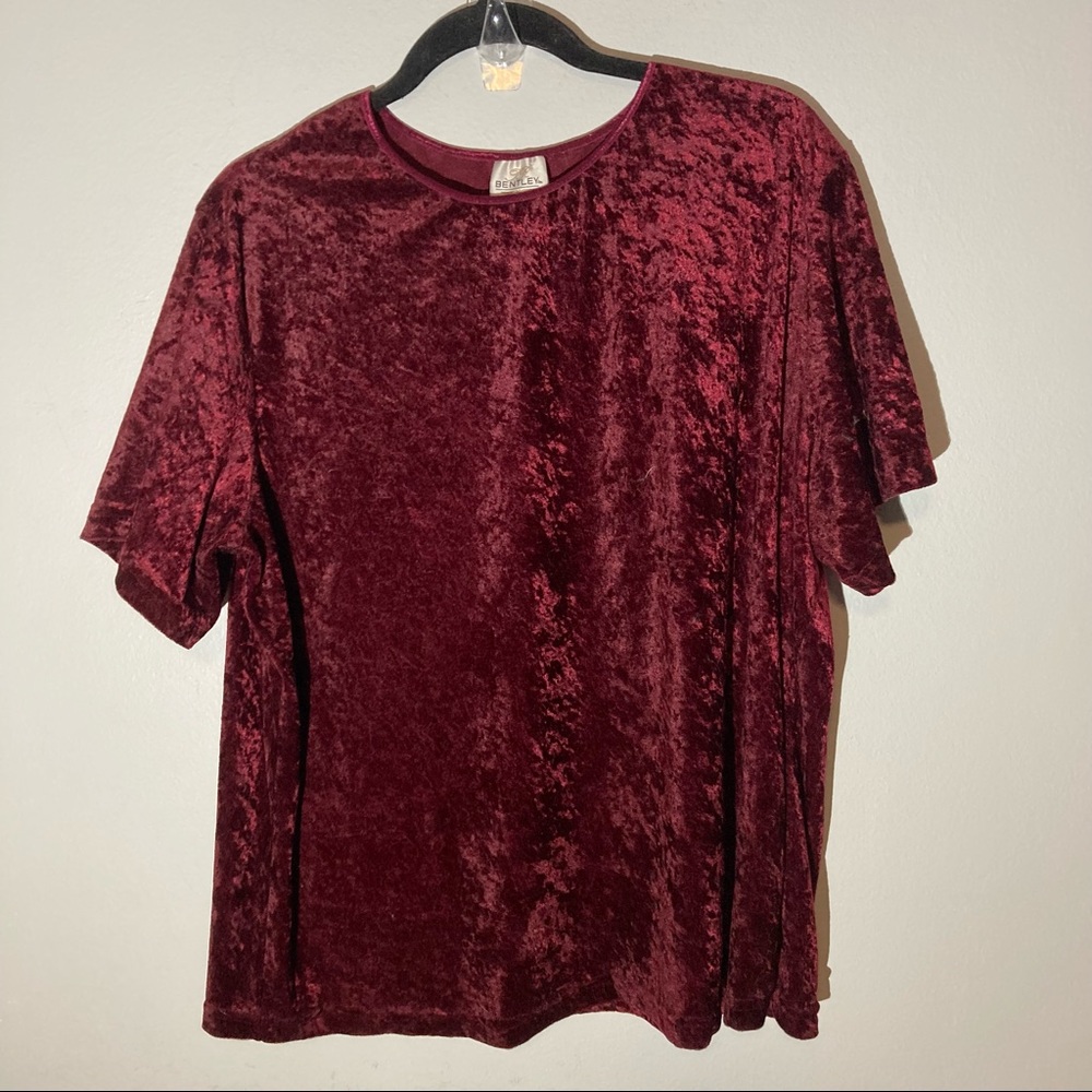 Crushed Velvet T in Burgundy Wine